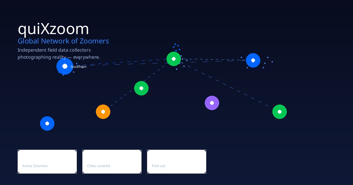quiXzoom global network — thousands of Zoomers collecting verified field data worldwide