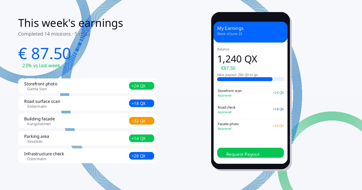 quiXzoom Zoomer earnings dashboard — get paid per approved photo mission